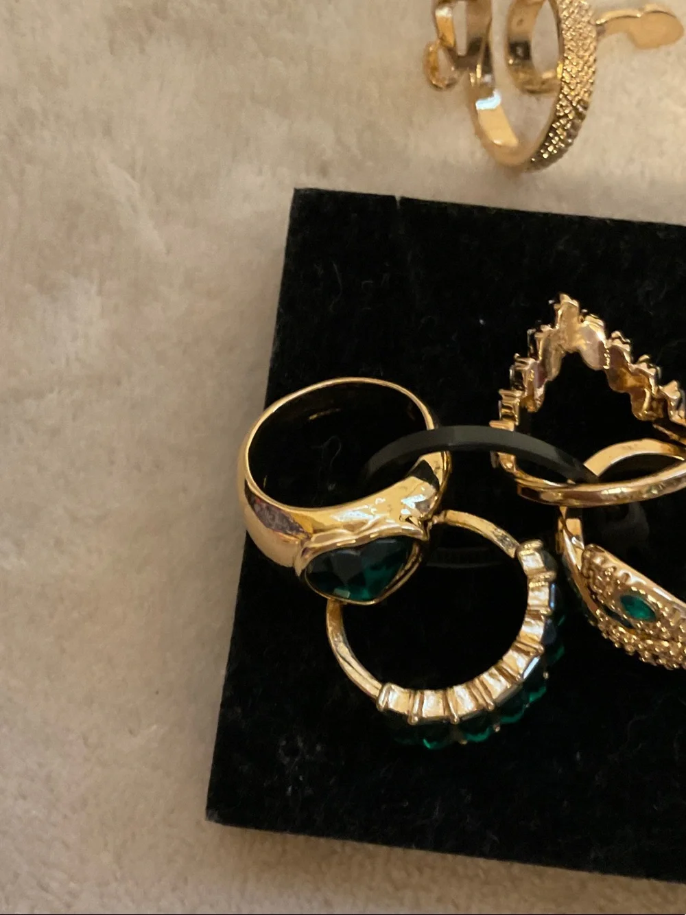 Gold-Tone Snake & Emerald Accent Ring Set - Women Jewelry